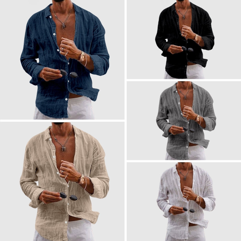 Laurent | Chemise Homme Lin Manches Longues