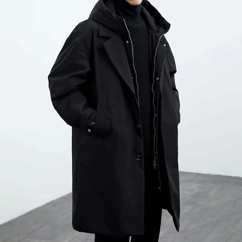 Laurent | Manteau Long Homme Kaki à Capuche