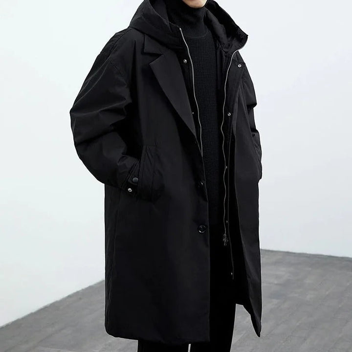 Laurent | Manteau Long Homme Kaki à Capuche