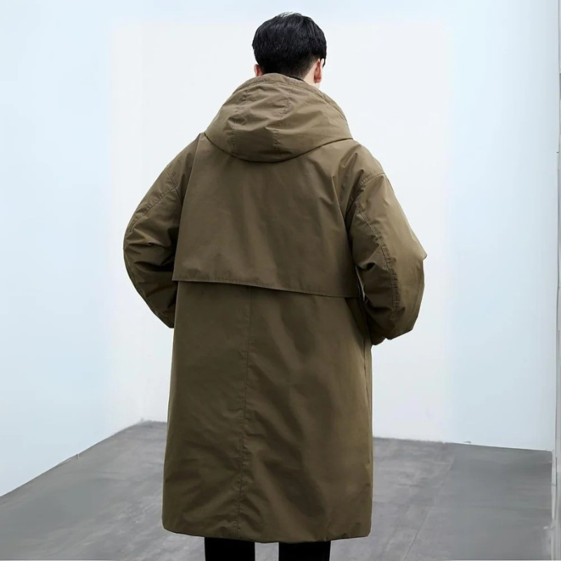 Laurent | Manteau Long Homme Kaki à Capuche