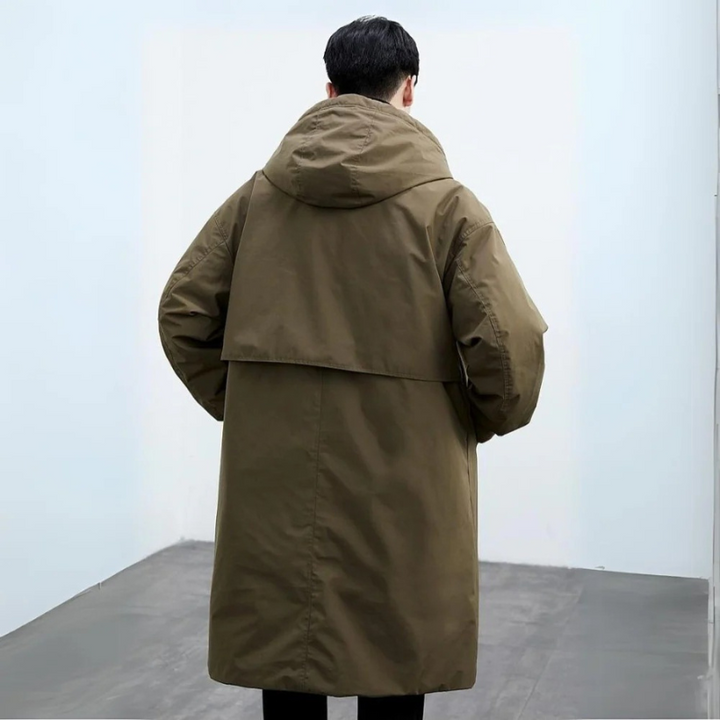 Laurent | Manteau Long Homme Kaki à Capuche