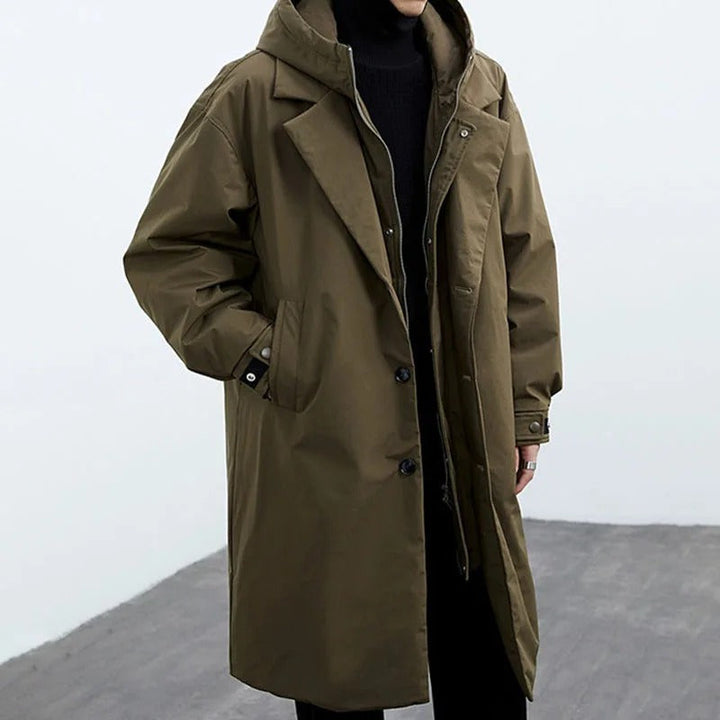 Laurent | Manteau Long Homme Kaki à Capuche