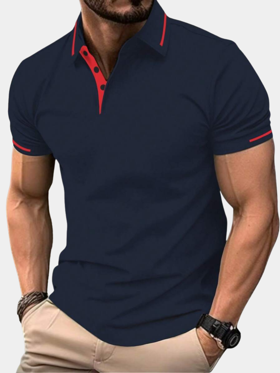 Laurent | Polo Homme Marine Rayures Contrastantes