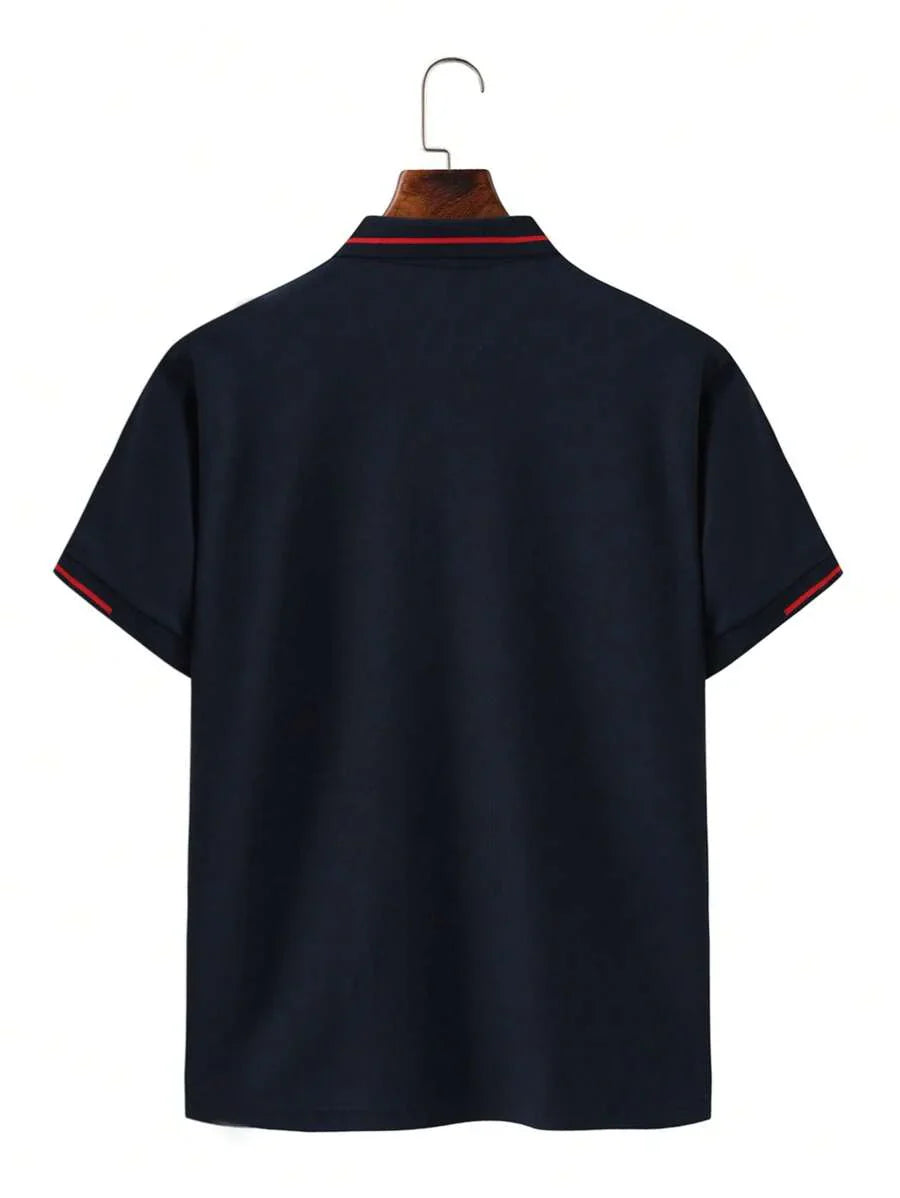 Laurent | Polo Homme Marine Rayures Contrastantes