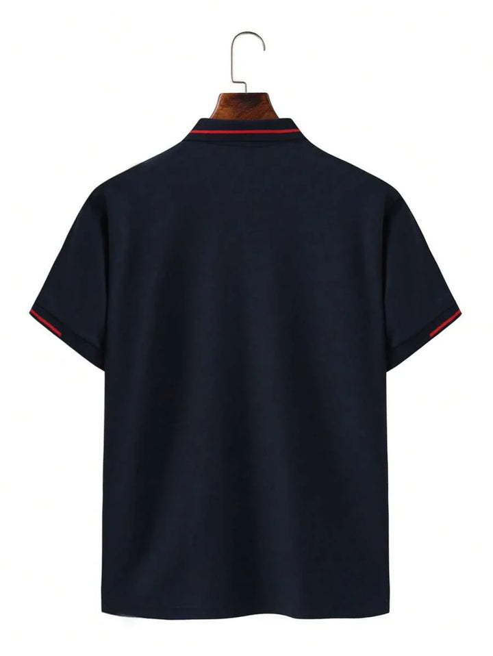 Laurent | Polo Homme Marine Rayures Contrastantes