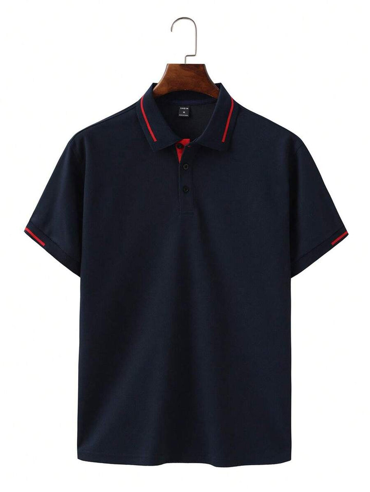 Laurent | Polo Homme Marine Rayures Contrastantes