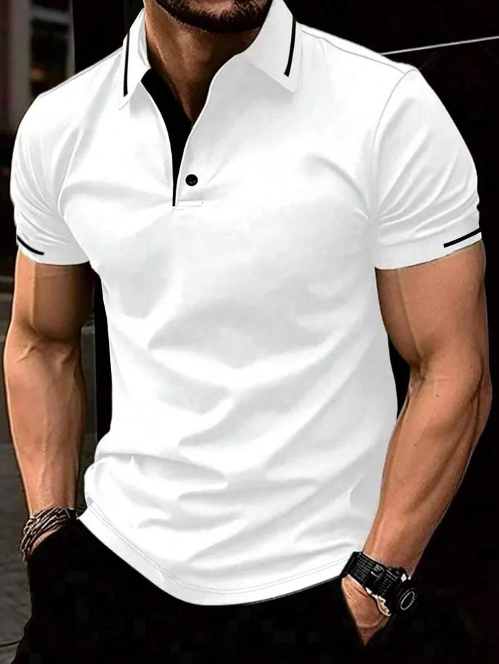 Laurent | Polo Homme Marine Rayures Contrastantes
