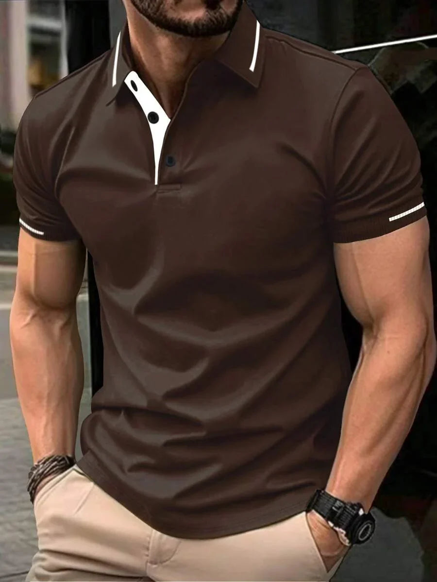 Laurent | Polo Homme Marine Rayures Contrastantes