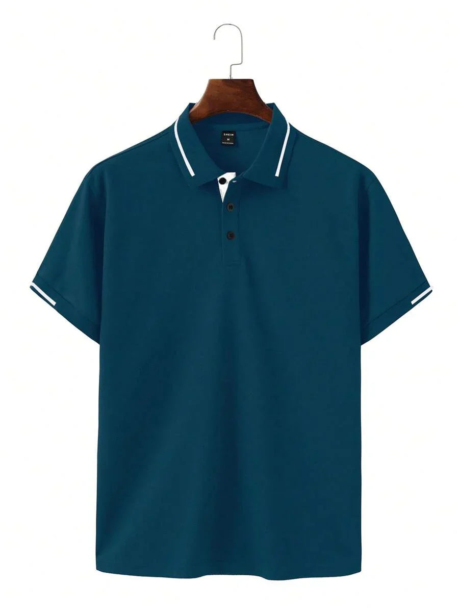 Laurent | Polo Homme Marine Rayures Contrastantes