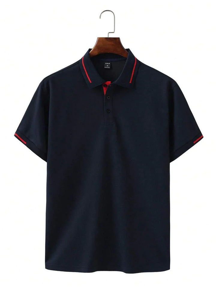 Laurent | Polo Homme Marine Rayures Contrastantes
