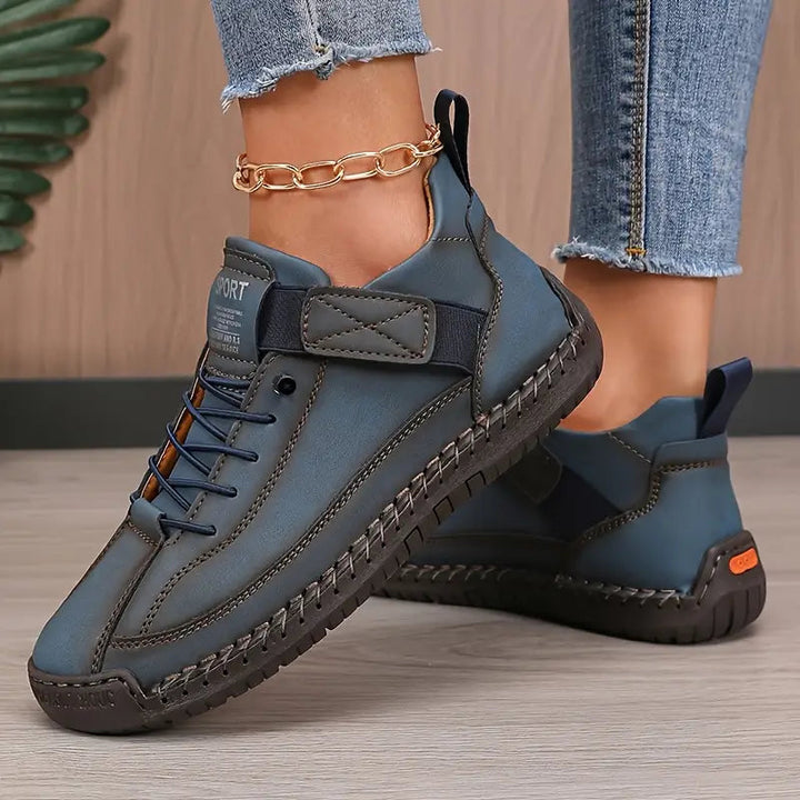 Laurie | Basket Femme Cuir Noir Lacets Sport
