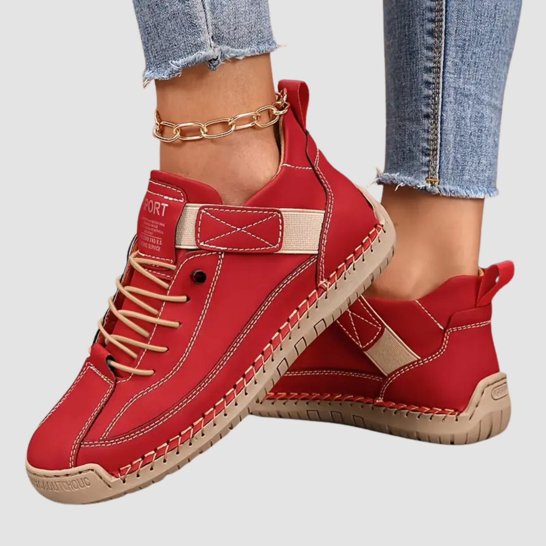 Laurie | Basket Femme Cuir Noir Lacets Sport