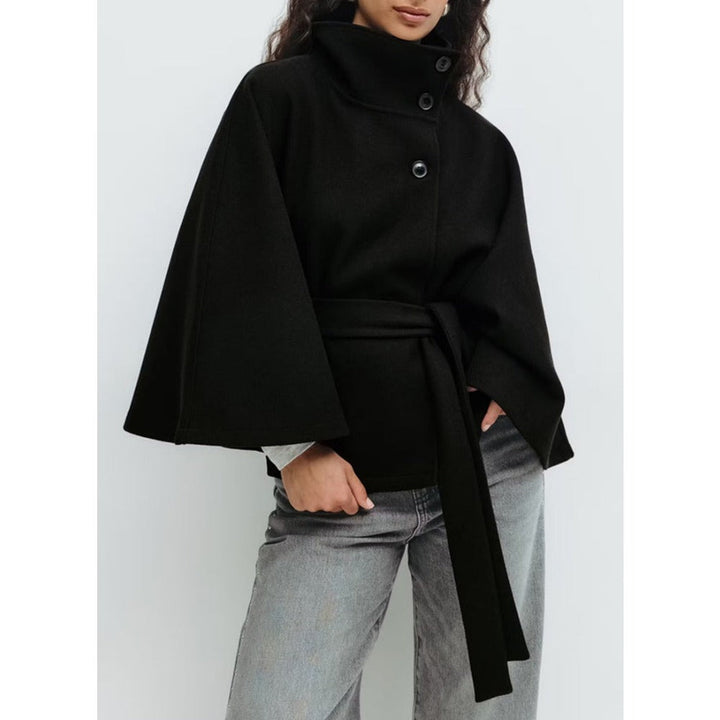 Laurie | Manteau Cape Femme Laine Camel Ceinturé