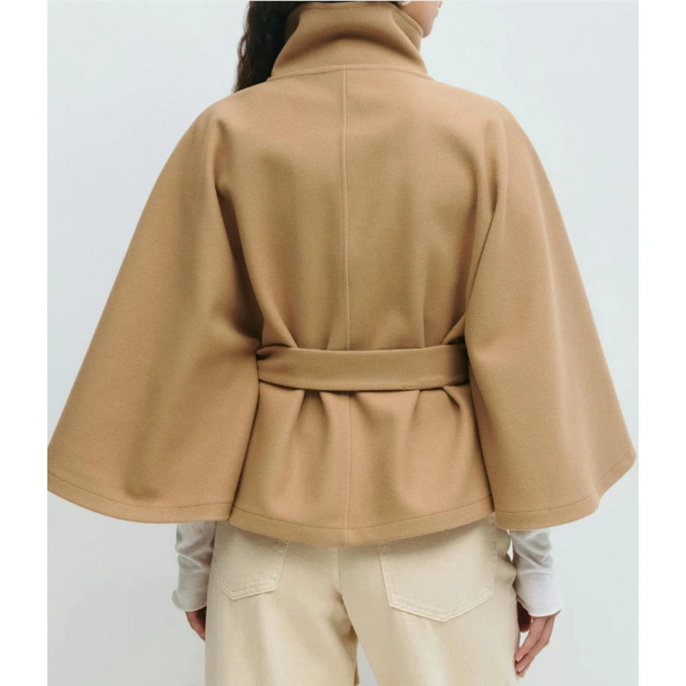 Laurie | Manteau Cape Femme Laine Camel Ceinturé