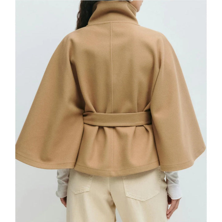 Laurie | Manteau Cape Femme Laine Camel Ceinturé