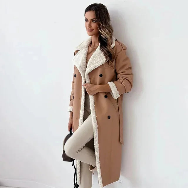 Laurie | Manteau Long Femme Simili Cuir Ceinturé Oversize