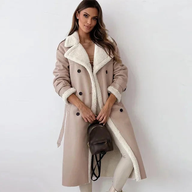 Laurie | Manteau Long Femme Simili Cuir Ceinturé Oversize