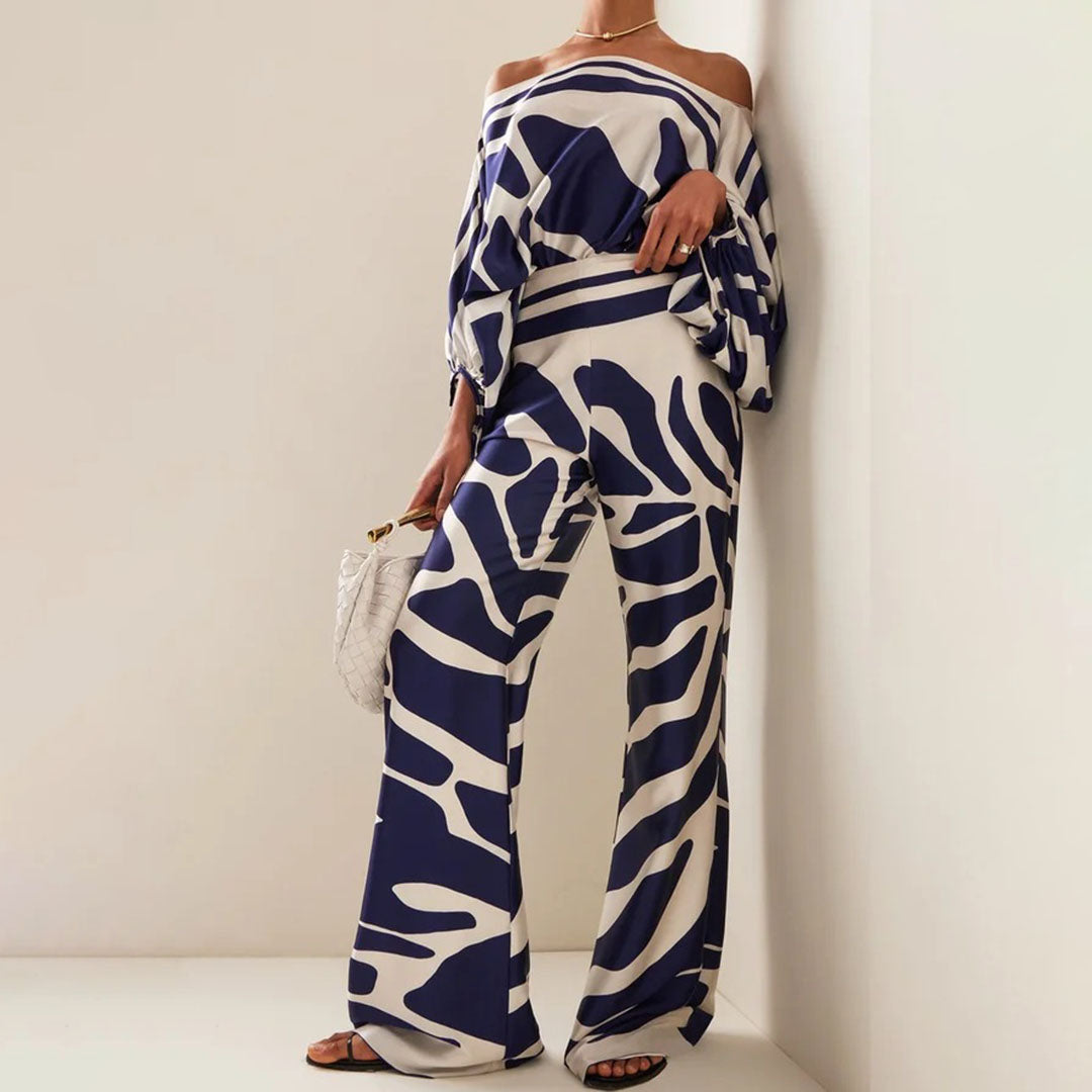 Léa | Ensemble Pantalon Large Imprimé Zébré Femme