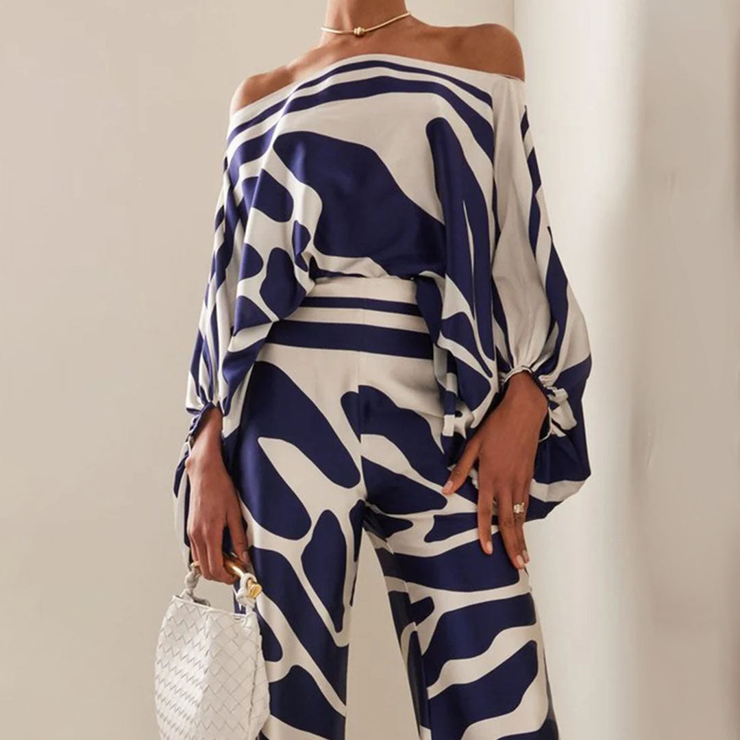 Léa | Ensemble Pantalon Large Imprimé Zébré Femme