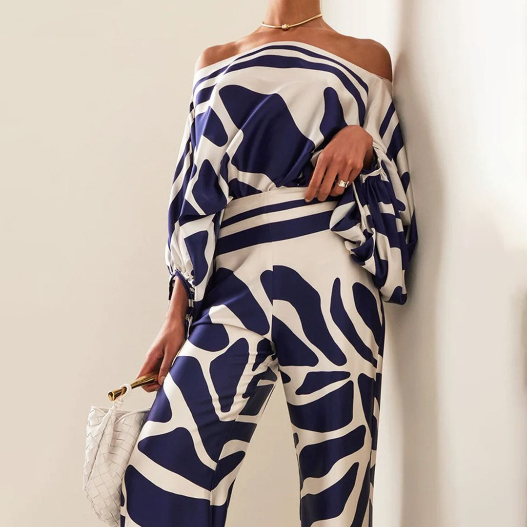 Léa | Ensemble Pantalon Large Imprimé Zébré Femme