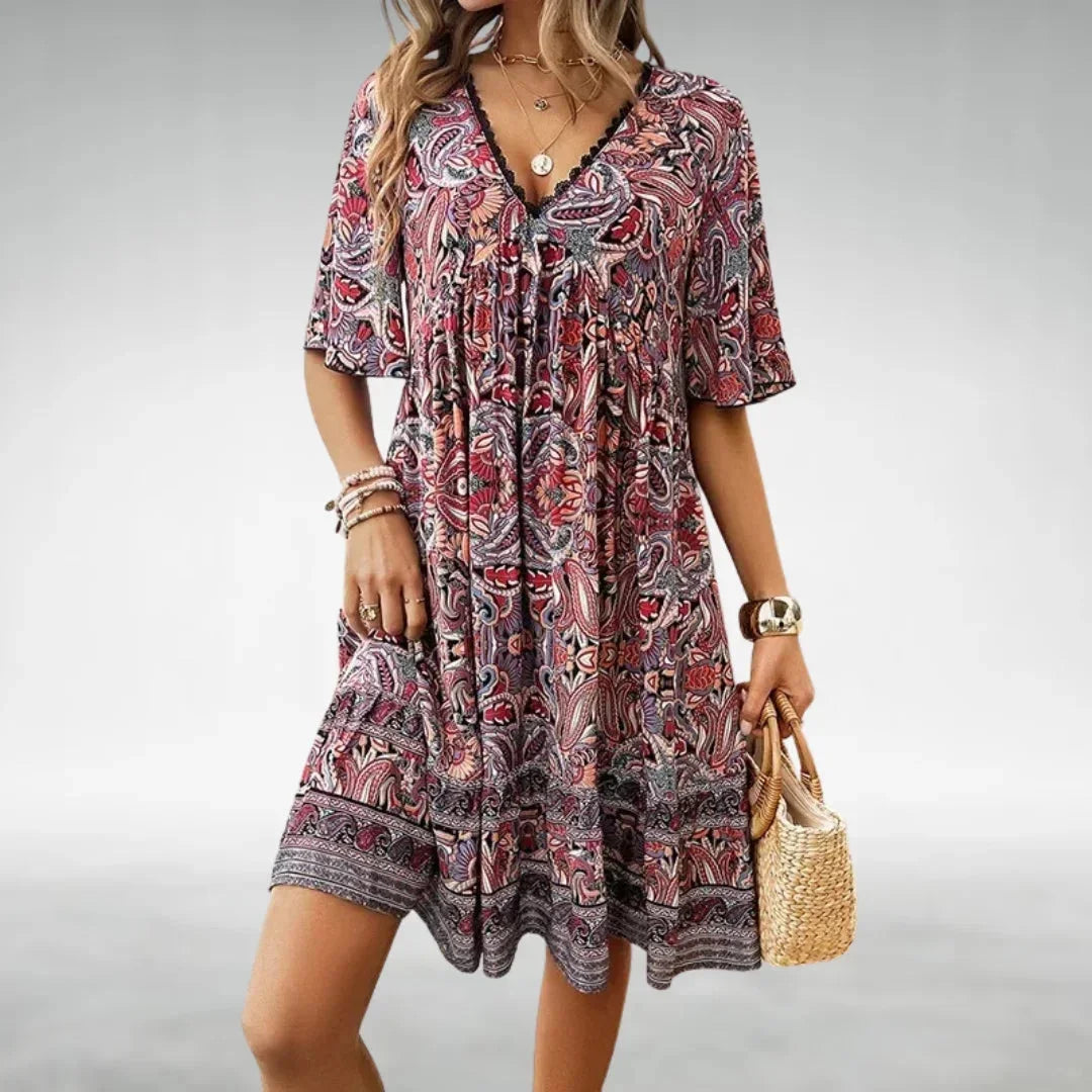 Léa | Robe Femme Imprimé Paisley Vert