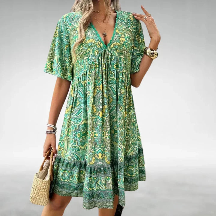 Léa | Robe Femme Imprimé Paisley Vert