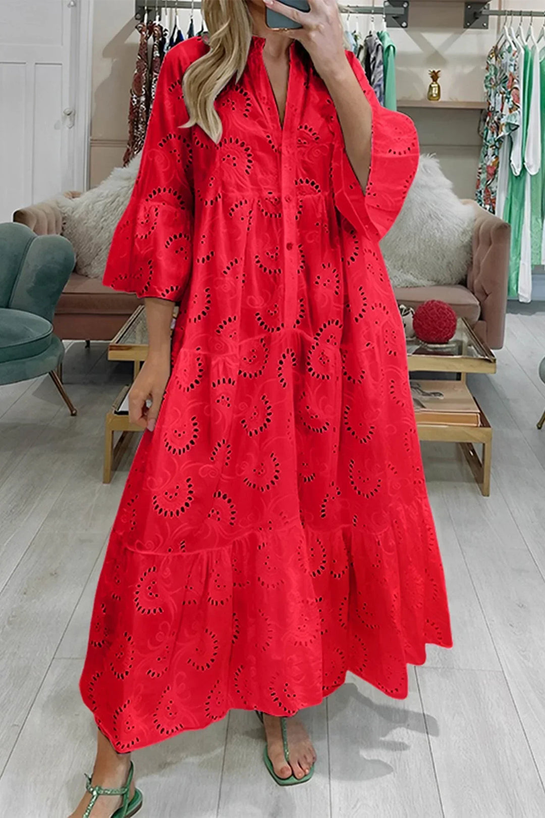 Léa | Robe Longue Blanche Broderie Anglaise