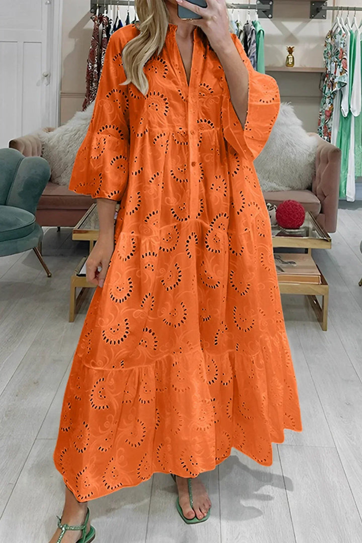 Léa | Robe Longue Blanche Broderie Anglaise