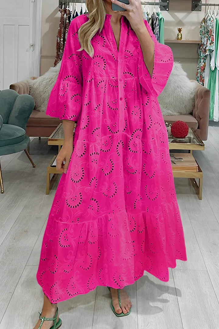 Léa | Robe Longue Blanche Broderie Anglaise