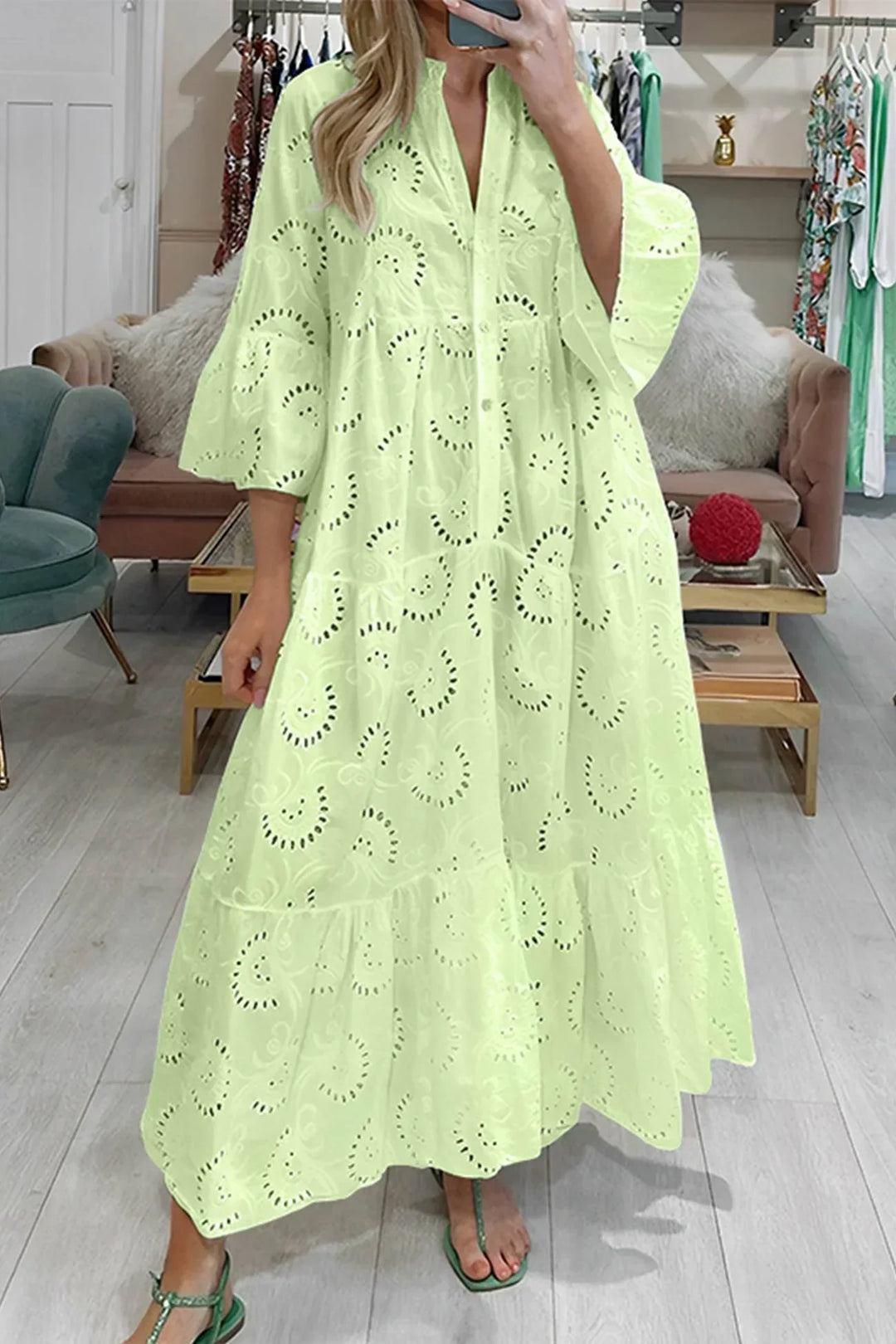 Léa | Robe Longue Blanche Broderie Anglaise