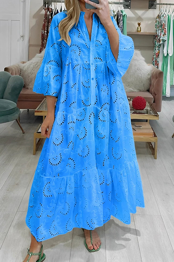 Léa | Robe Longue Blanche Broderie Anglaise