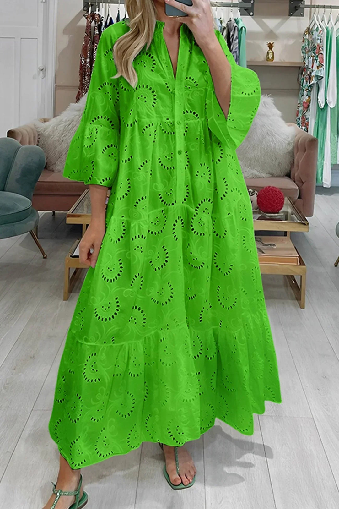 Léa | Robe Longue Blanche Broderie Anglaise