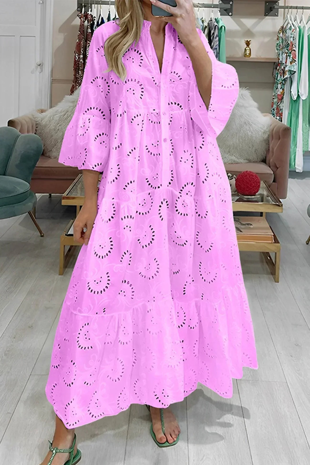 Léa | Robe Longue Blanche Broderie Anglaise