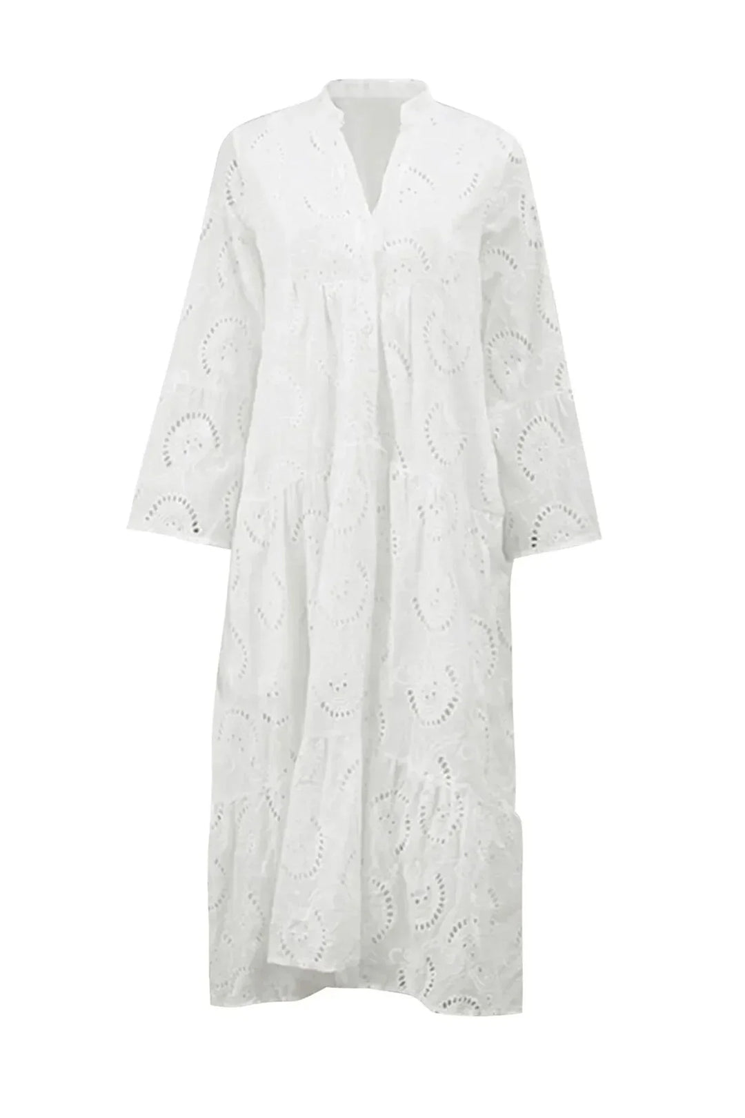 Léa | Robe Longue Blanche Broderie Anglaise