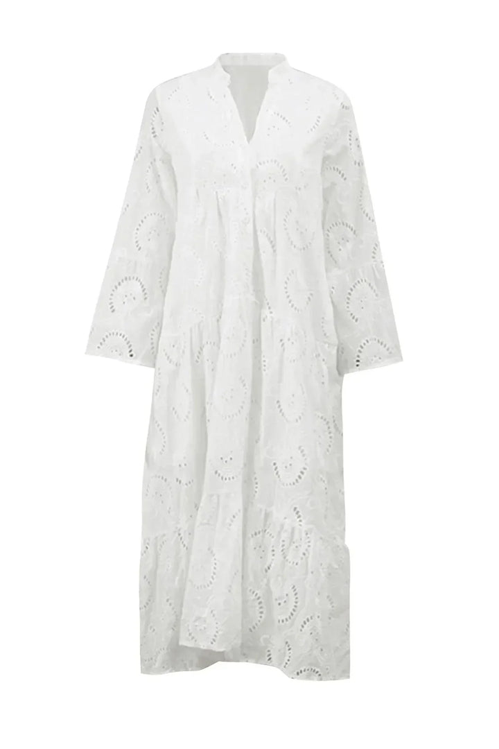 Léa | Robe Longue Blanche Broderie Anglaise