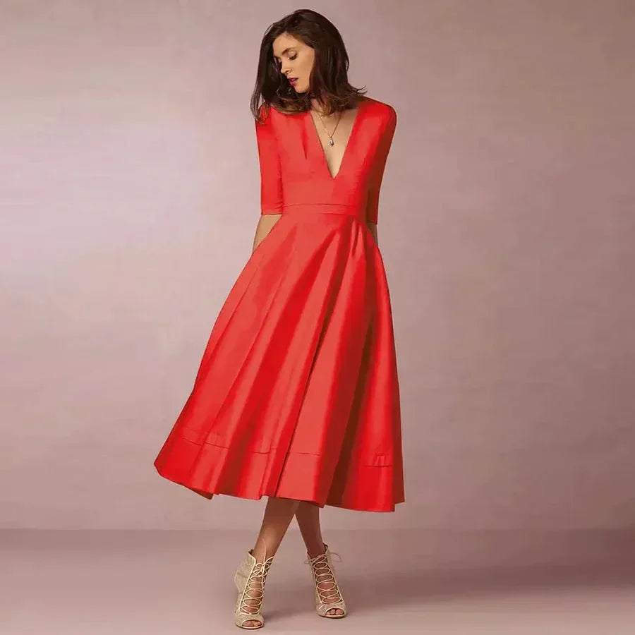 Léa | Robe Midi Col V Ivoire Femme