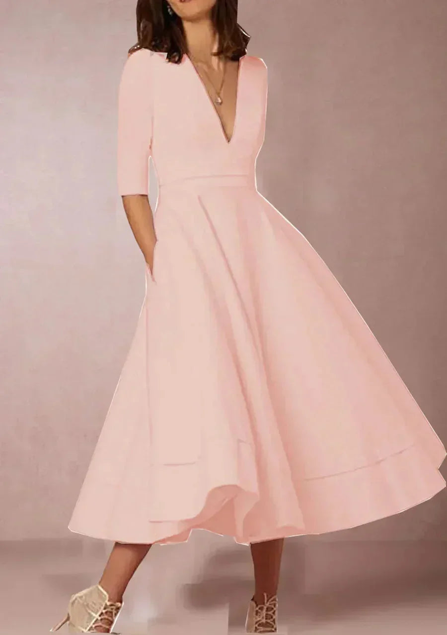 Léa | Robe Midi Col V Ivoire Femme