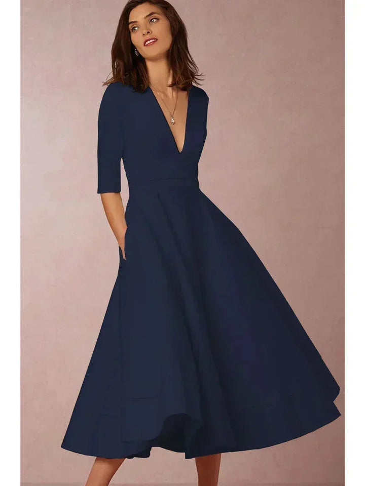 Léa | Robe Midi Col V Ivoire Femme
