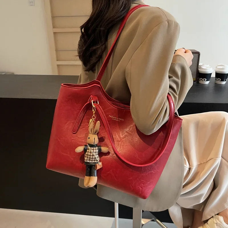 Léa | Sac Cabas Femme Simili Cuir Marron Texturé