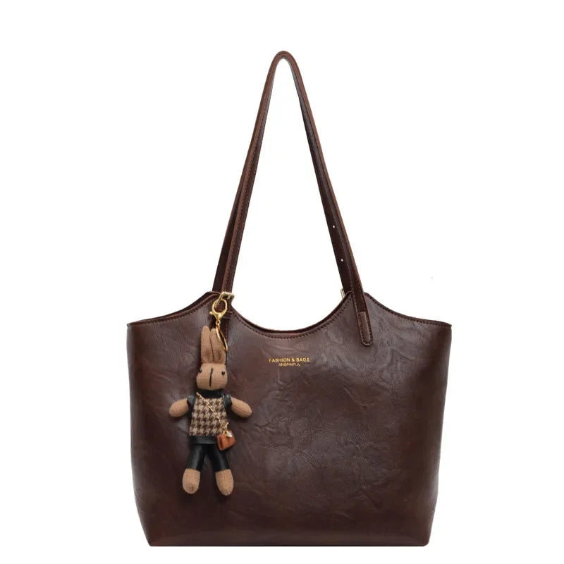 Léa | Sac Cabas Femme Simili Cuir Marron Texturé