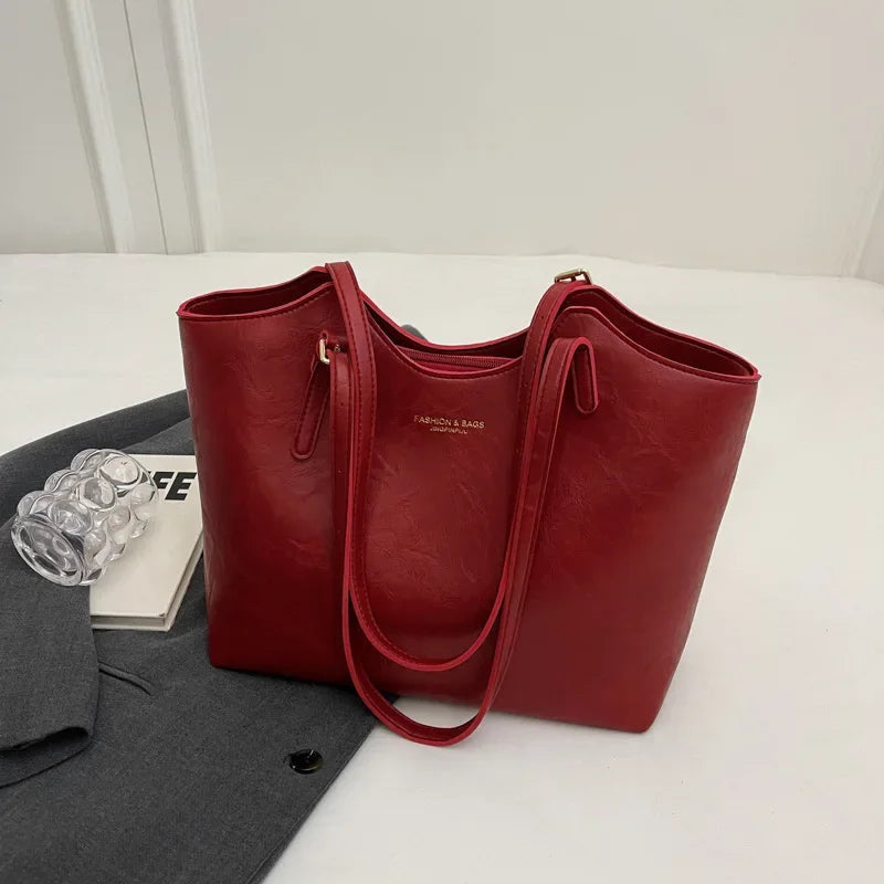 Léa | Sac Cabas Femme Simili Cuir Marron Texturé