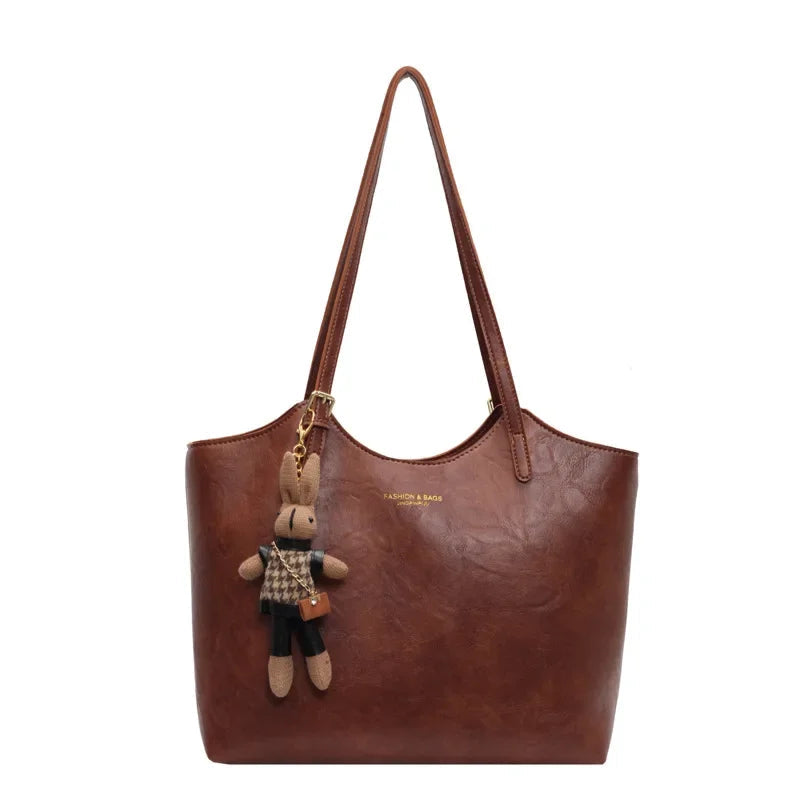 Léa | Sac Cabas Femme Simili Cuir Marron Texturé