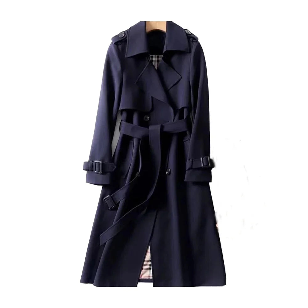 Léa | Trench Coat Long Femme Ceinturé Kaki