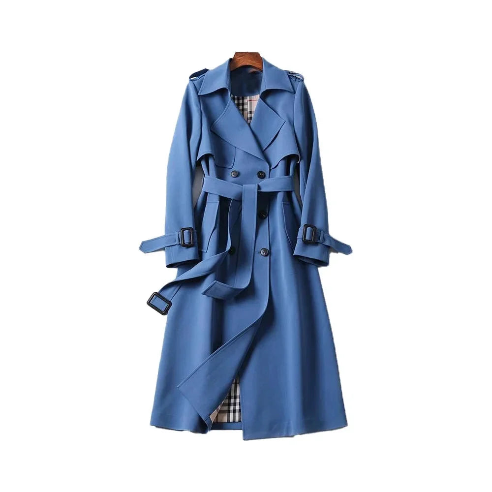 Léa | Trench Coat Long Femme Ceinturé Kaki