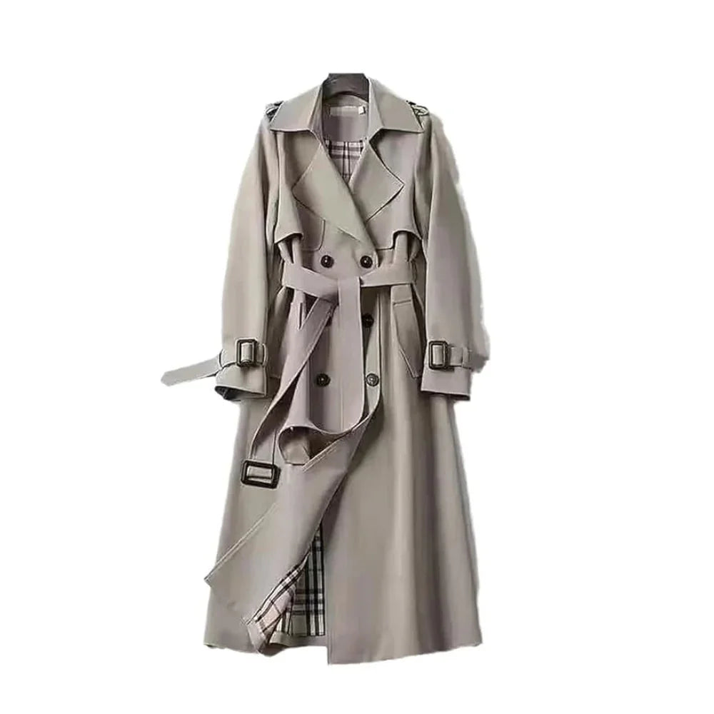 Léa | Trench Coat Long Femme Ceinturé Kaki