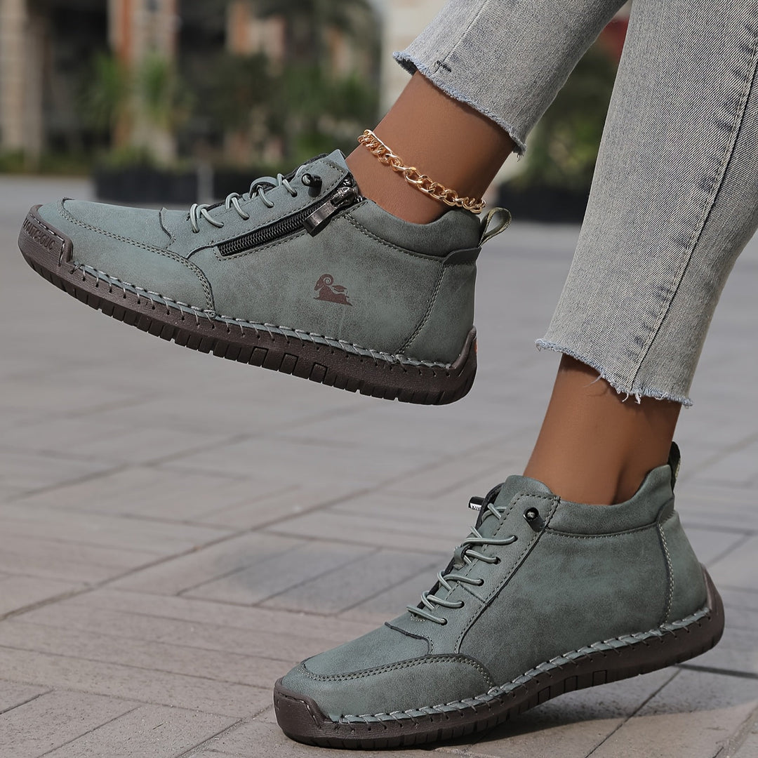 Lola | Bottines Femme Suédées Lacets Zip