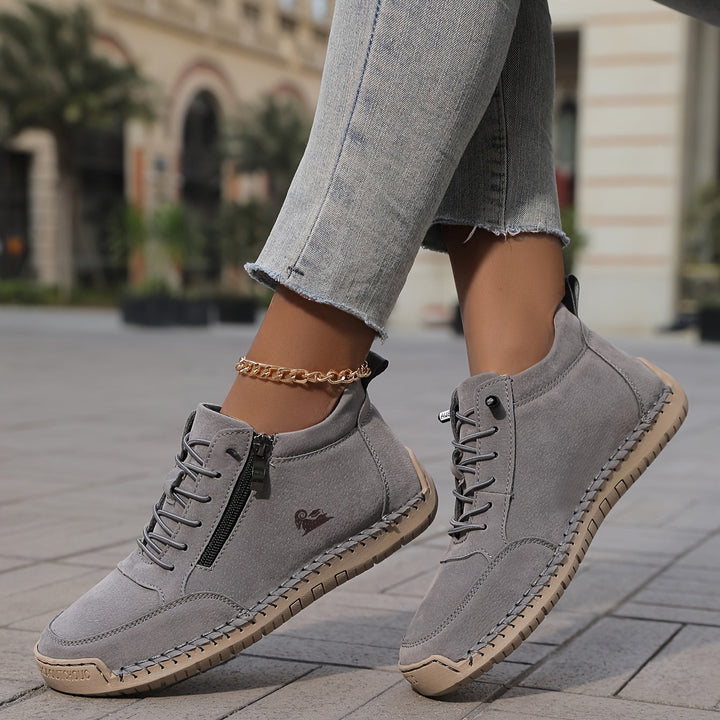 Lola | Bottines Femme Suédées Lacets Zip