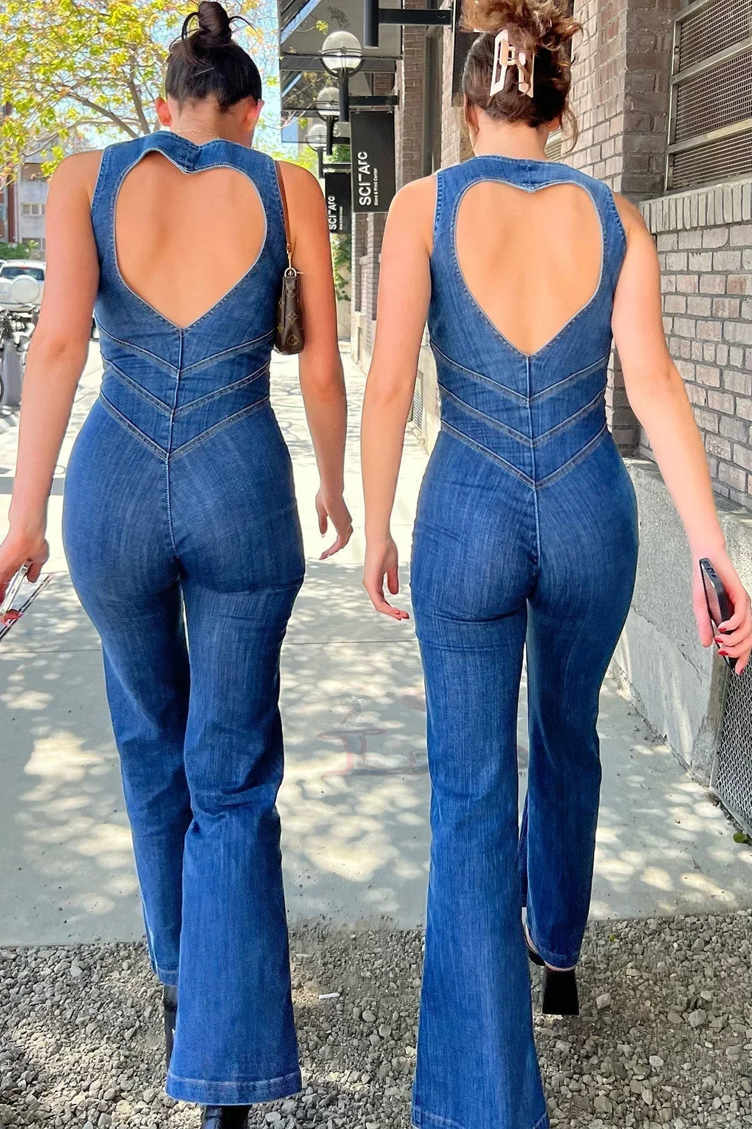 Lola | Combinaison Jean Femme Flare Décolleté