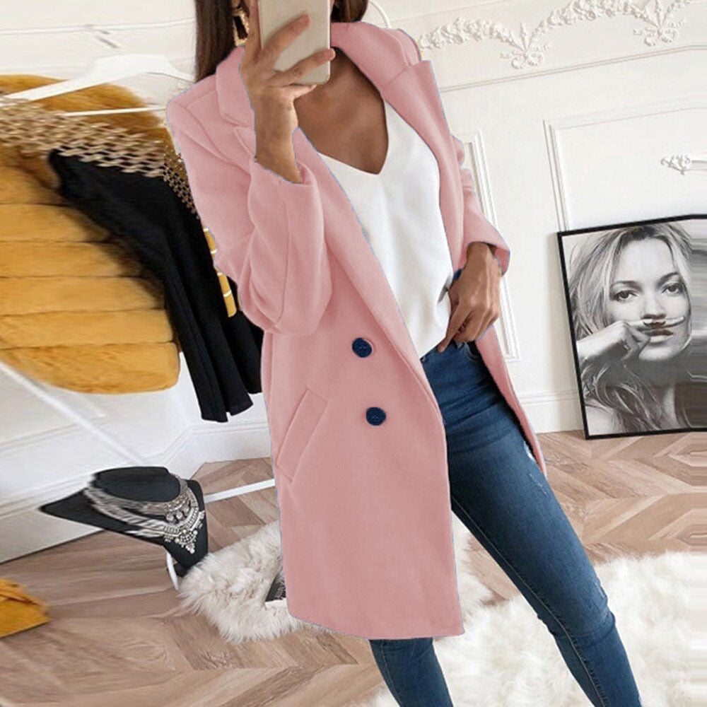 Lola | Manteau Croisé Jaune Femme Manches Longues