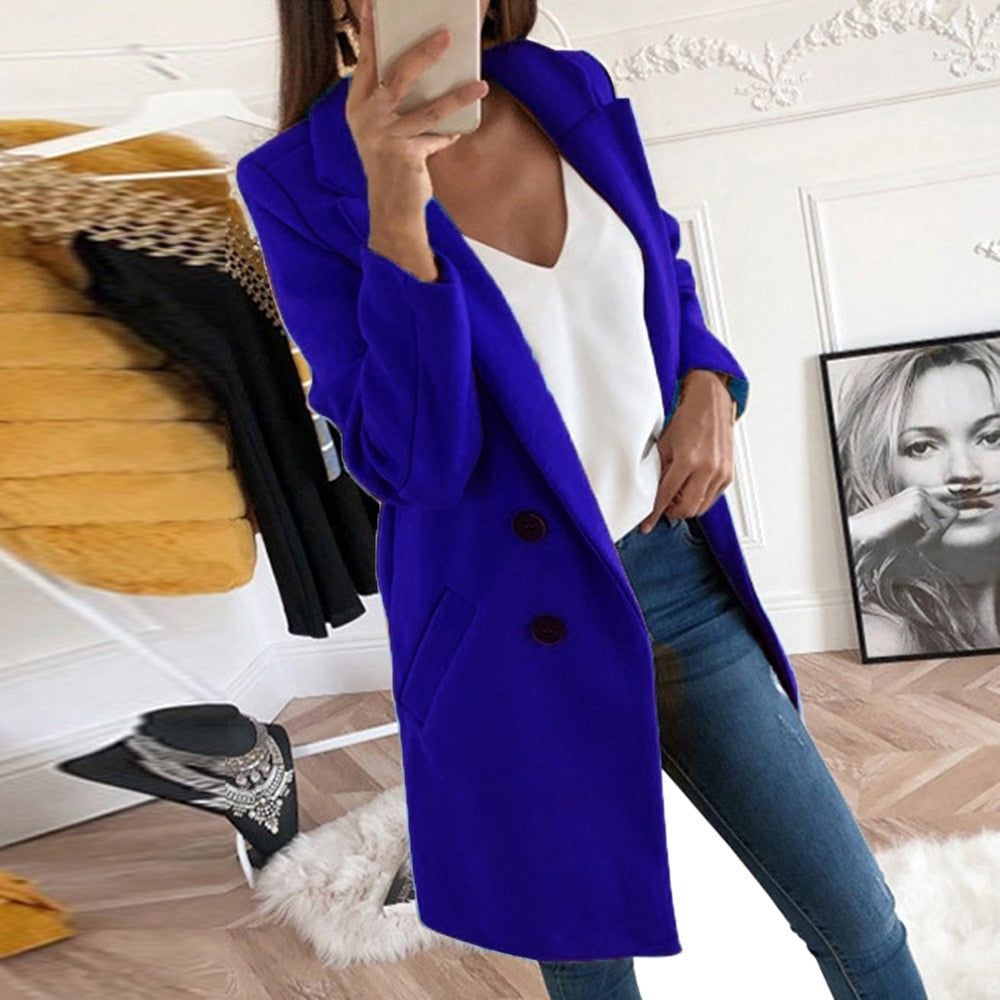 Lola | Manteau Croisé Jaune Femme Manches Longues